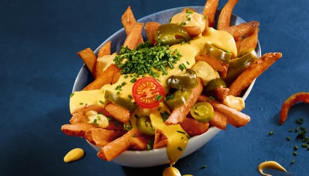 SWEET POTATO CHILI CHEDDAR FRIES